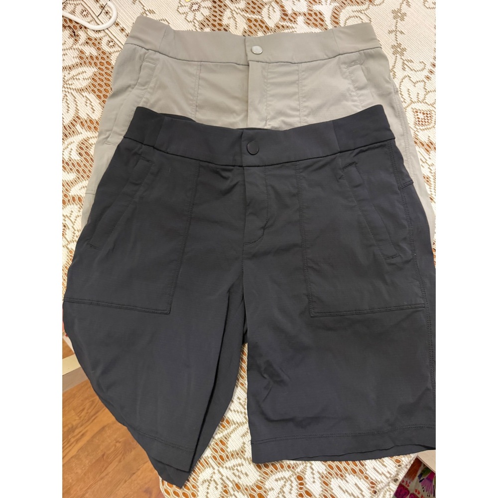 Athleta Trekkie North Shorts Size 6 Lot of 2 Black Gray Hiking Athletic 7 Inseam